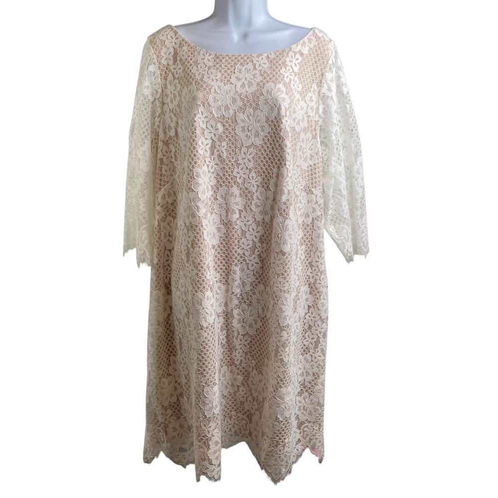Eliza J Women's Ivory Lace Sheath Size 20W Summer Cocktail Party Fairy Ethereal